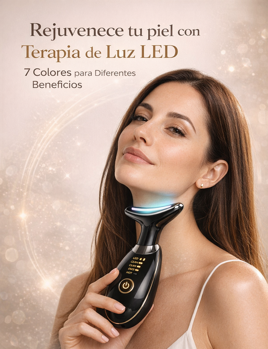 Masajeador Facial y de Cuello LED 7 Colores – Efecto Lifting en Casa